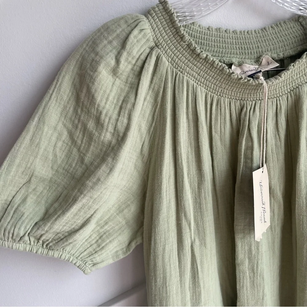 Universal Thread Smocked Gauze Shift Cotton Pastel Mint Baby Doll Dress size M - Picture 10 of 12